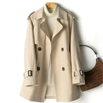 Double-Breasted Trench Coat for Women - Belted Classic