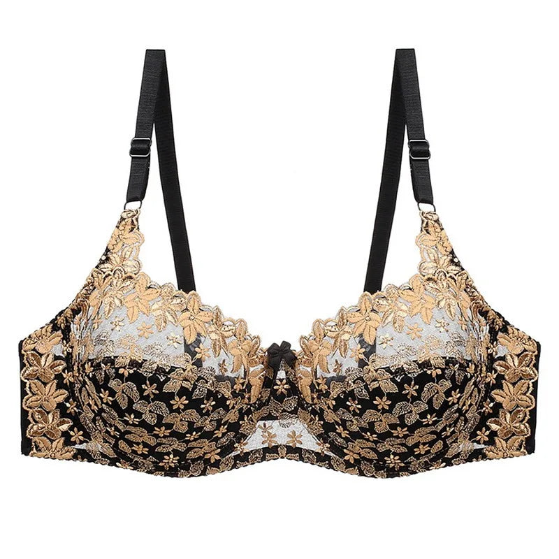 Embroidered Lace Push-Up Bra in Plus Size - Sophisticated Support
