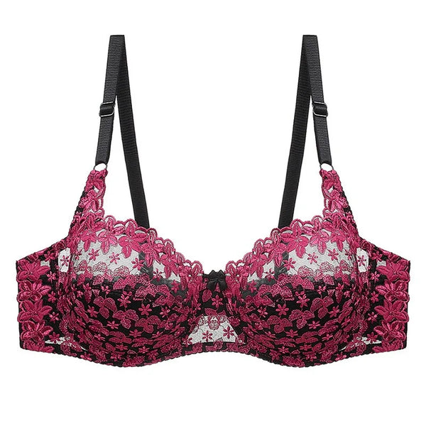 Embroidered Lace Push-Up Bra in Plus Size - Sophisticated Support