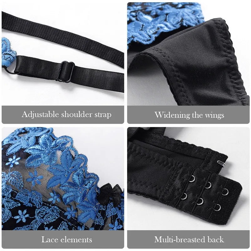 Embroidered Lace Push-Up Bra in Plus Size - Sophisticated Support