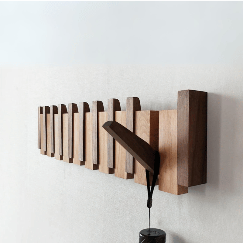 Handmade Wooden Coat Rack - Folding Magnetic Hooks