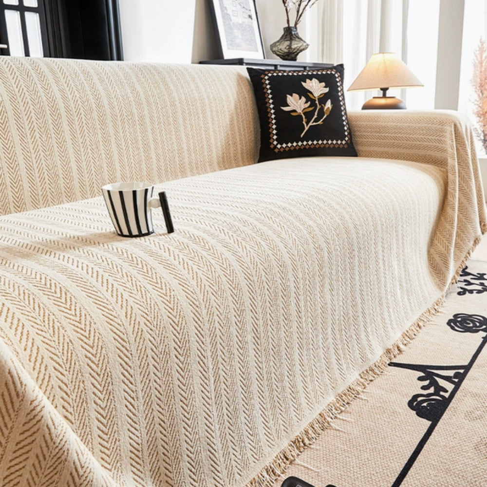 Herringbone Chenille Sofa Cover - Soft Pet-Friendly Protection