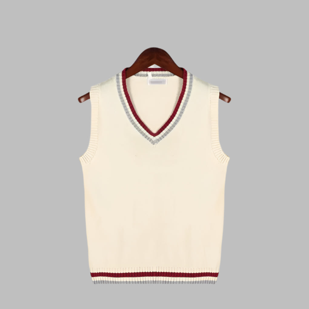 Men's Sweater Vest - Retro Striped Preppy Sleeveless Pullover
