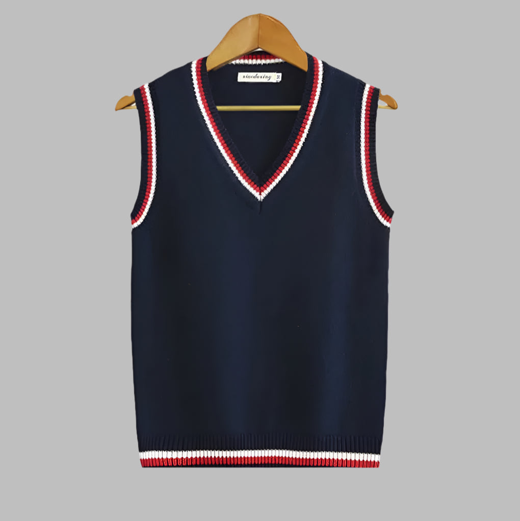 Men's Sweater Vest - Retro Striped Preppy Sleeveless Pullover