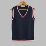 Men's Sweater Vest - Retro Striped Preppy Sleeveless Pullover