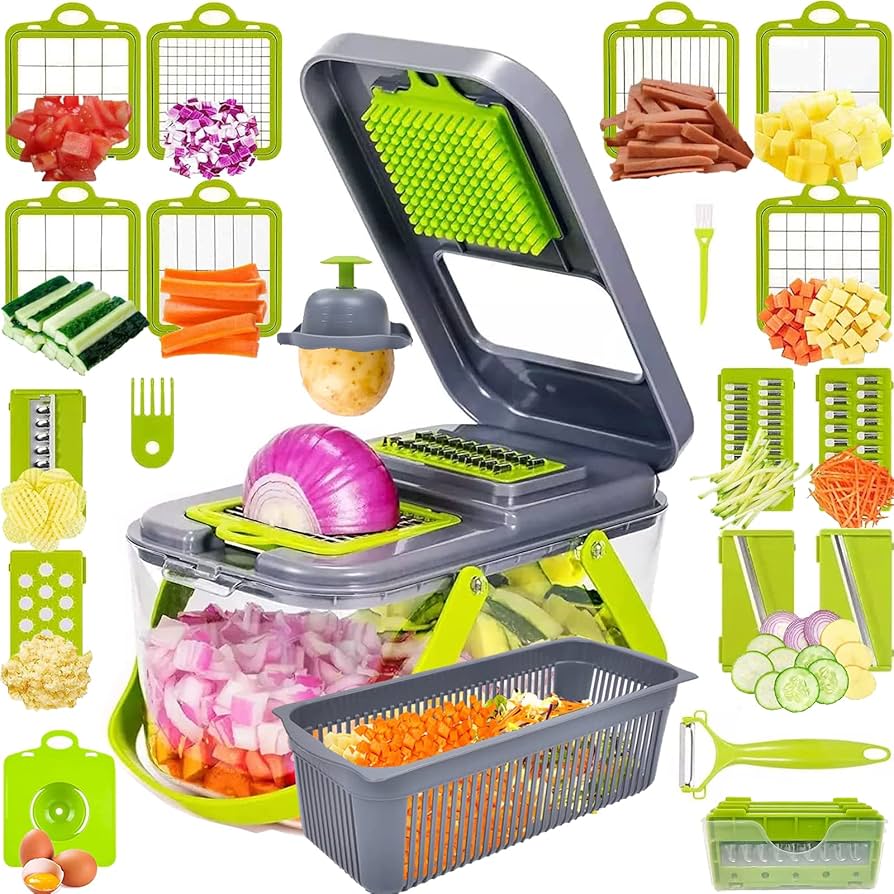 18-in-1 Vegetable Slicer - Multi-Blade Chopper with Container