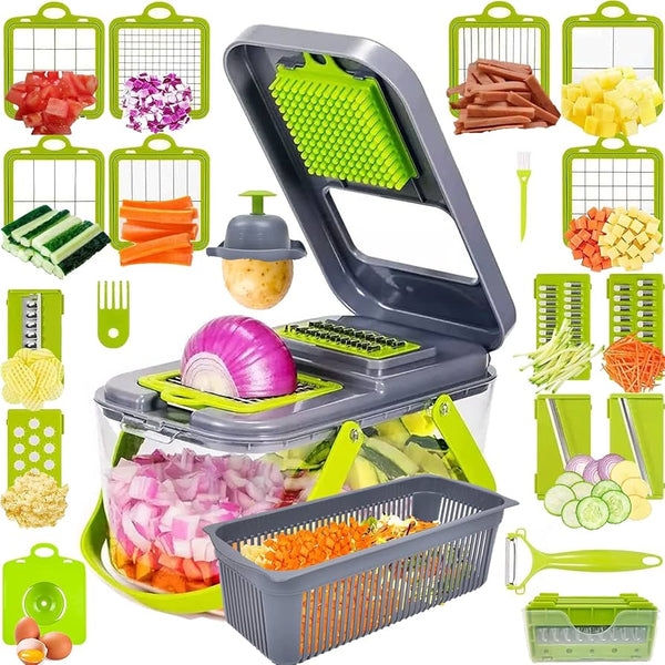18-in-1 Vegetable Slicer - Multi-Blade Chopper with Container