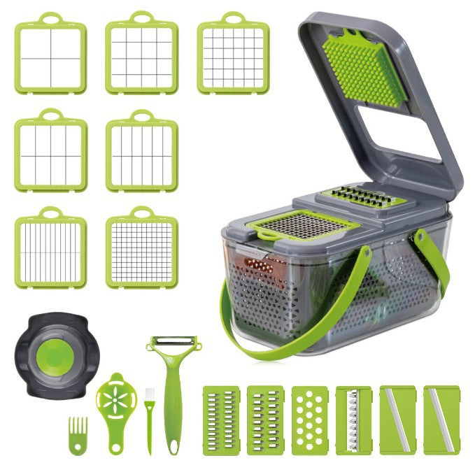 18-in-1 Vegetable Slicer - Multi-Blade Chopper with Container