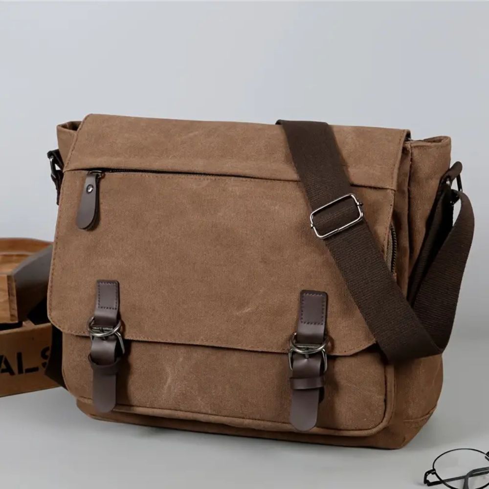 Men's Canvas Messenger Bag - Durable Satchel Sling Bag