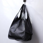 Oversized Vintage Leather Shoulder Bag - Everyday Carryall