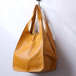 Oversized Vintage Leather Shoulder Bag - Everyday Carryall