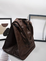 Oversized Vintage Leather Shoulder Bag - Everyday Carryall