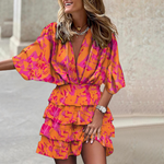 V-Neck Mini Dress - Geometric Print Summer Style