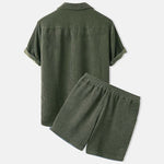 Ribbed Summer Set for Men - Breathable Two-Piece Polo Outfit