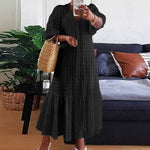 Plus Size V-Neck Maxi Dress - Chic, Modern Style with Puff Sleeves