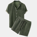 Ribbed Summer Set for Men - Breathable Two-Piece Polo Outfit