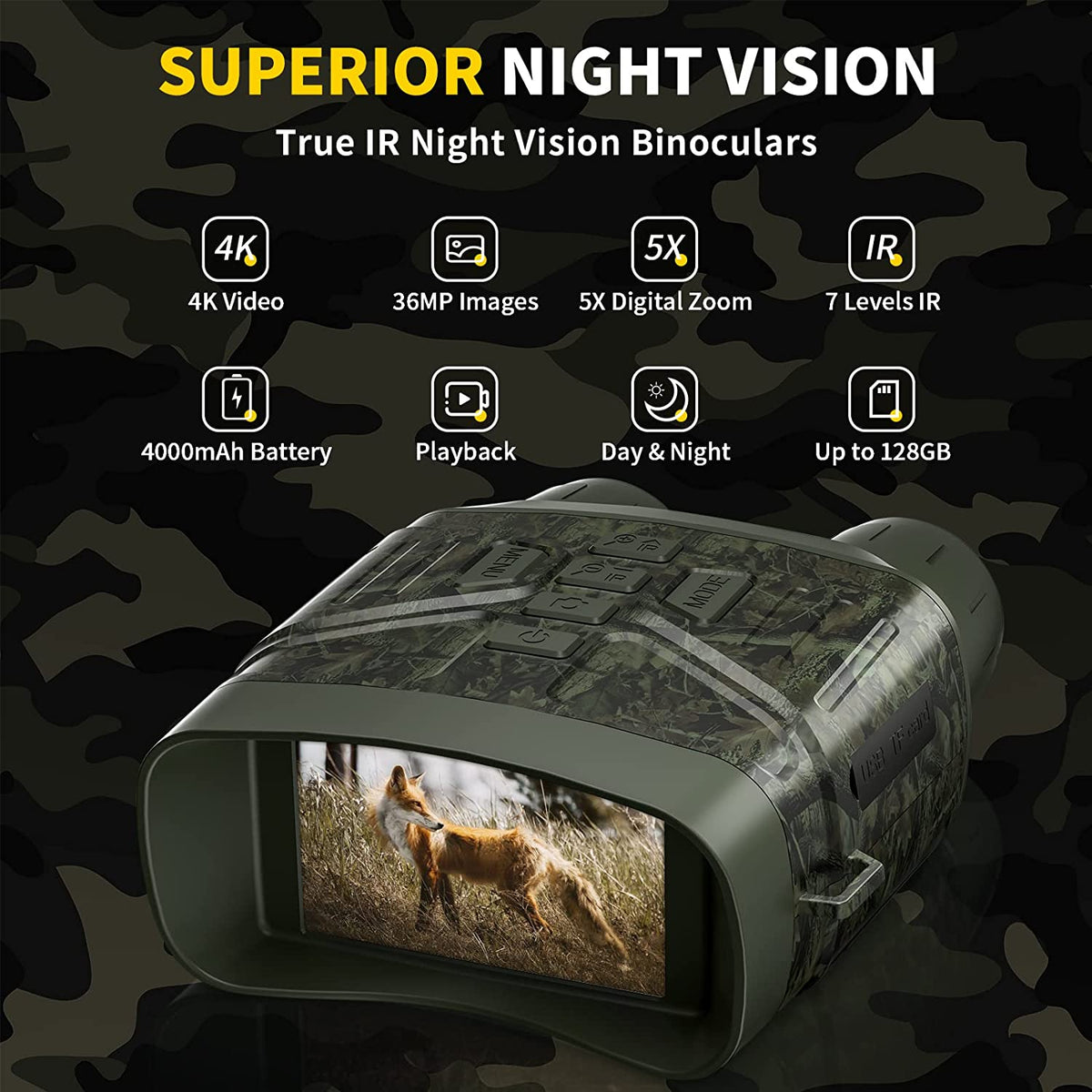 Night Vision Binoculars - 5x Magnification with IR Illumination