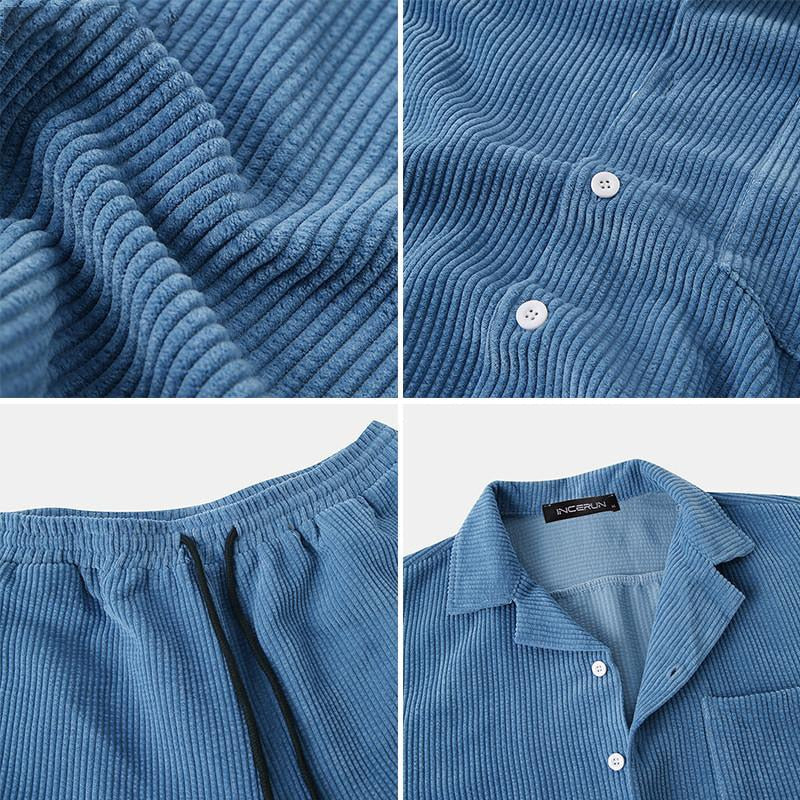 Ribbed Summer Set for Men - Breathable Two-Piece Polo Outfit