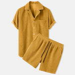Ribbed Summer Set for Men - Breathable Two-Piece Polo Outfit