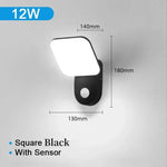 12W Outdoor Wall Light - Smart PIR Motion Sensor Security