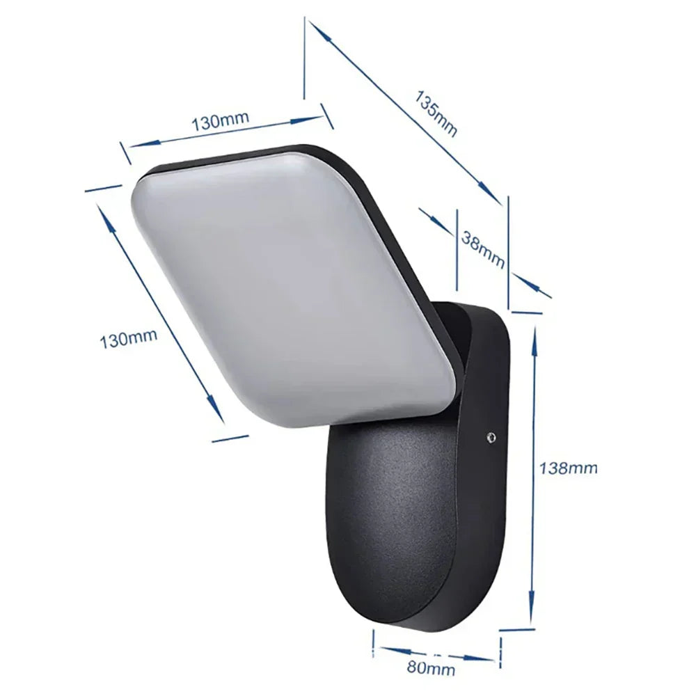 12W Outdoor Wall Light - Smart PIR Motion Sensor Security