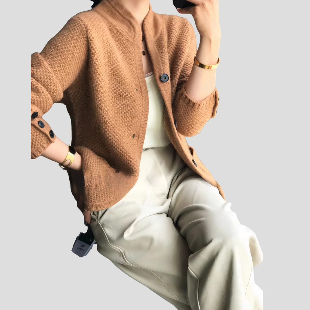 Women's Cashmere Cardigan - Button-Front Layering Piece
