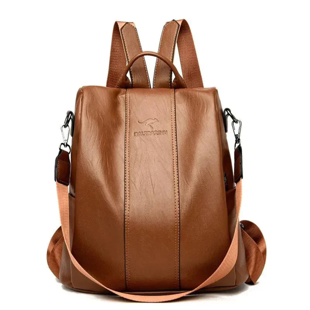 Anti-Theft Leather Backpack - Convertible Hidden-Pocket Design