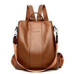 Anti-Theft Leather Backpack - Convertible Hidden-Pocket Design