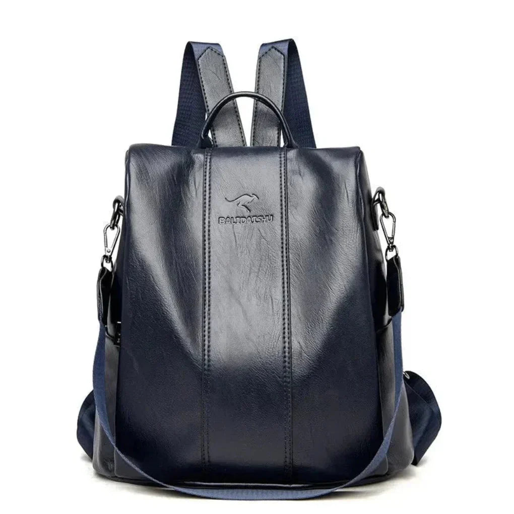 Anti-Theft Leather Backpack - Convertible Hidden-Pocket Design