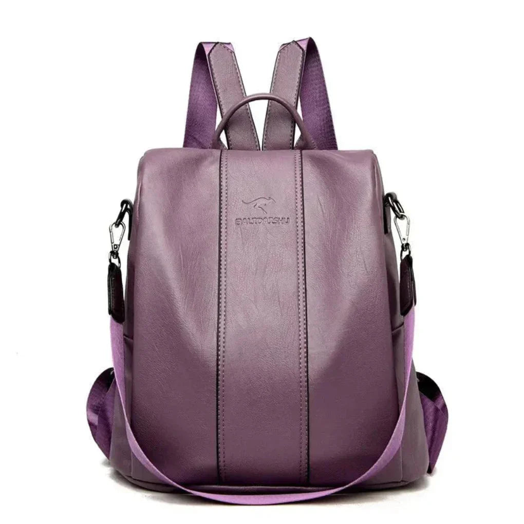 Anti-Theft Leather Backpack - Convertible Hidden-Pocket Design