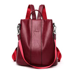 Anti-Theft Leather Backpack - Convertible Hidden-Pocket Design