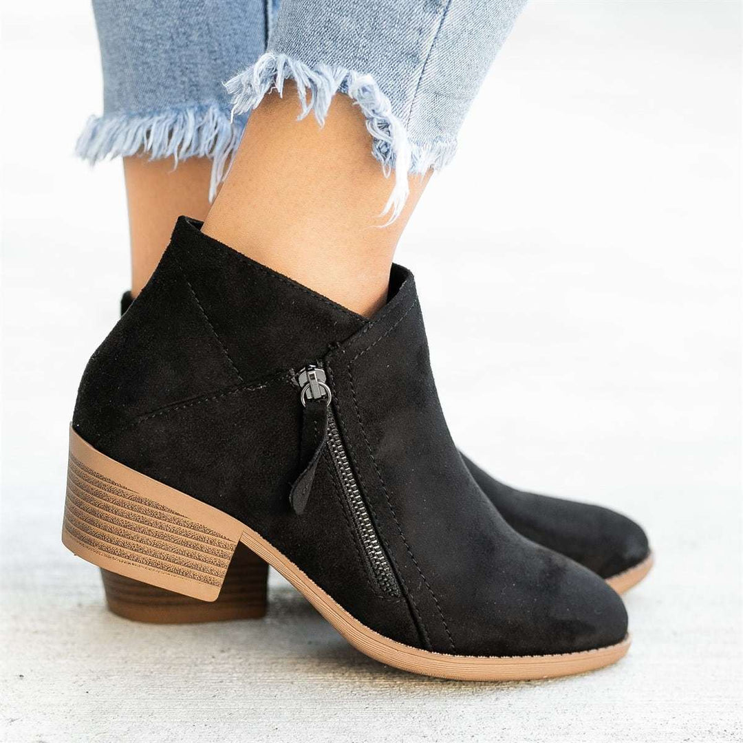 Women's Orthopedic-Style Ankle Boots - Zip-Up Comfort