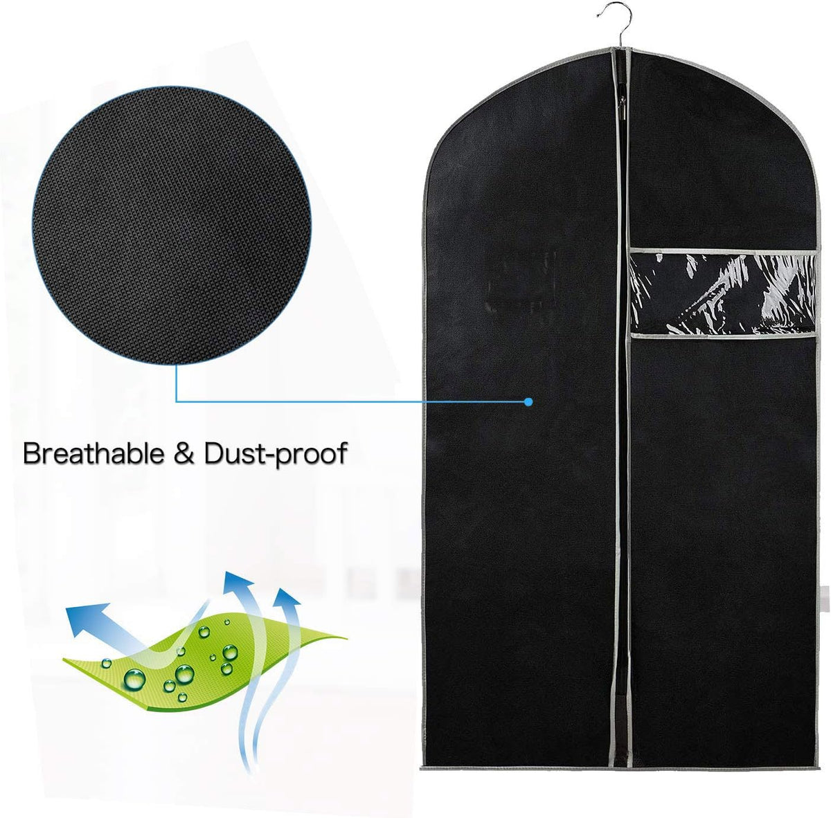 10-Pack Breathable Garment Covers - Clear Window Clothing Storage Bags