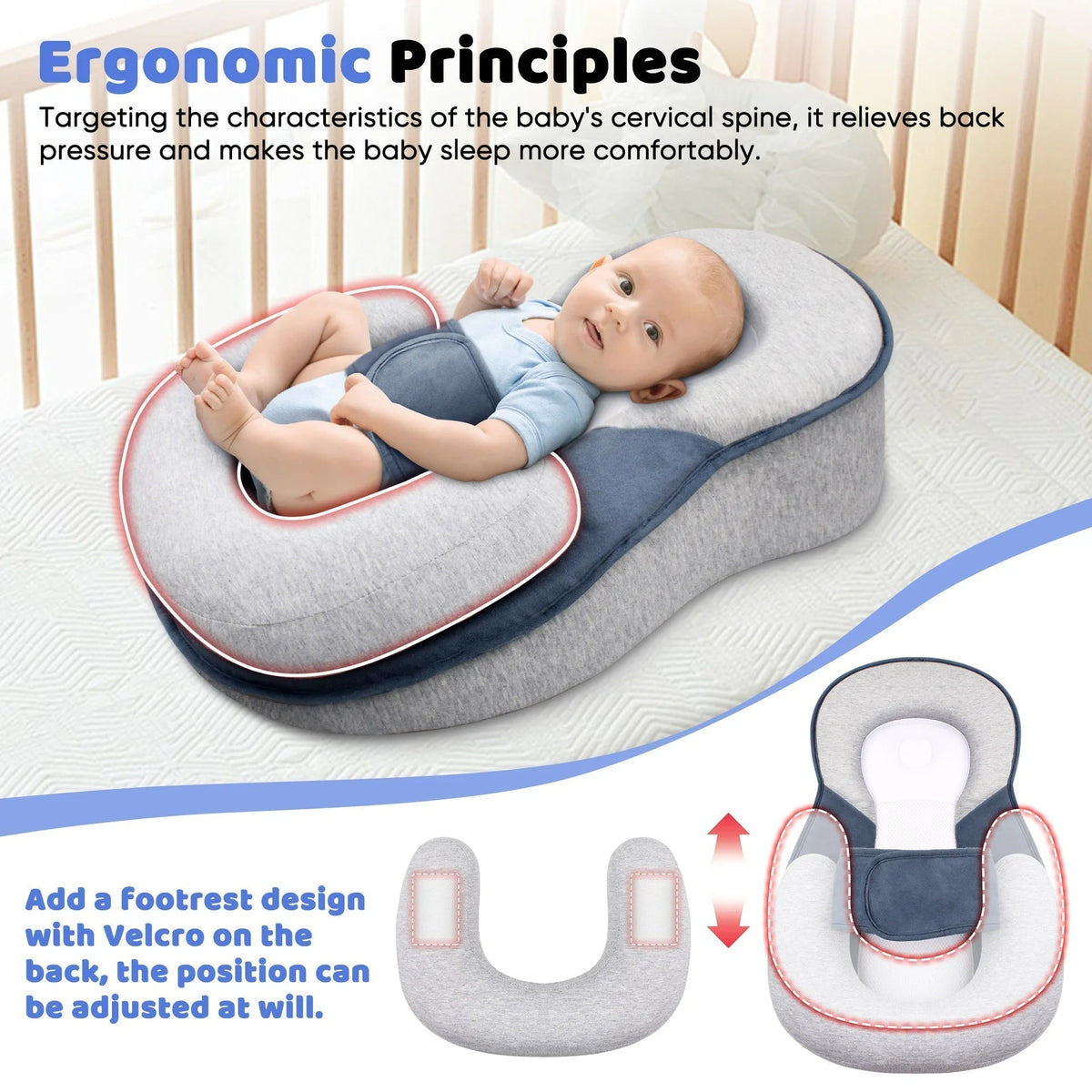 Anti-Reflux Elevated Baby Lounger - Incline Support Design