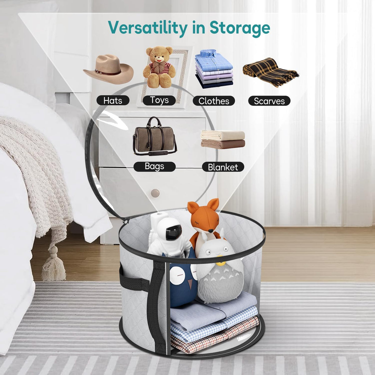 Large Clear Hat Storage Case - Wide-Brim Hat Organizer with Handles