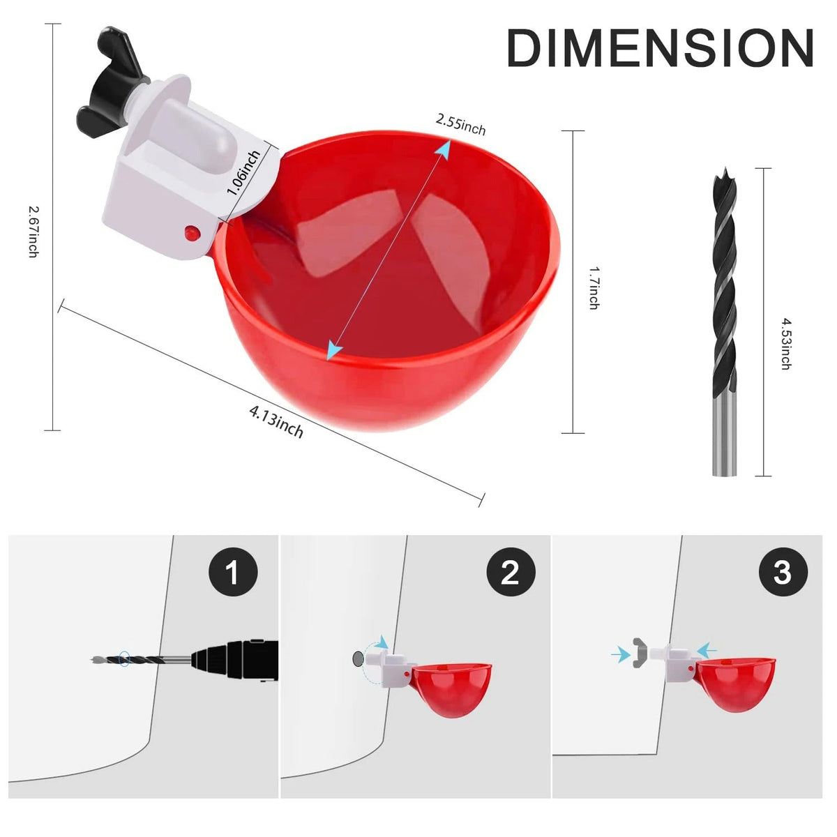 Automatic Chicken Waterer - Gravity-Fed Poultry Cups (10-Pack)