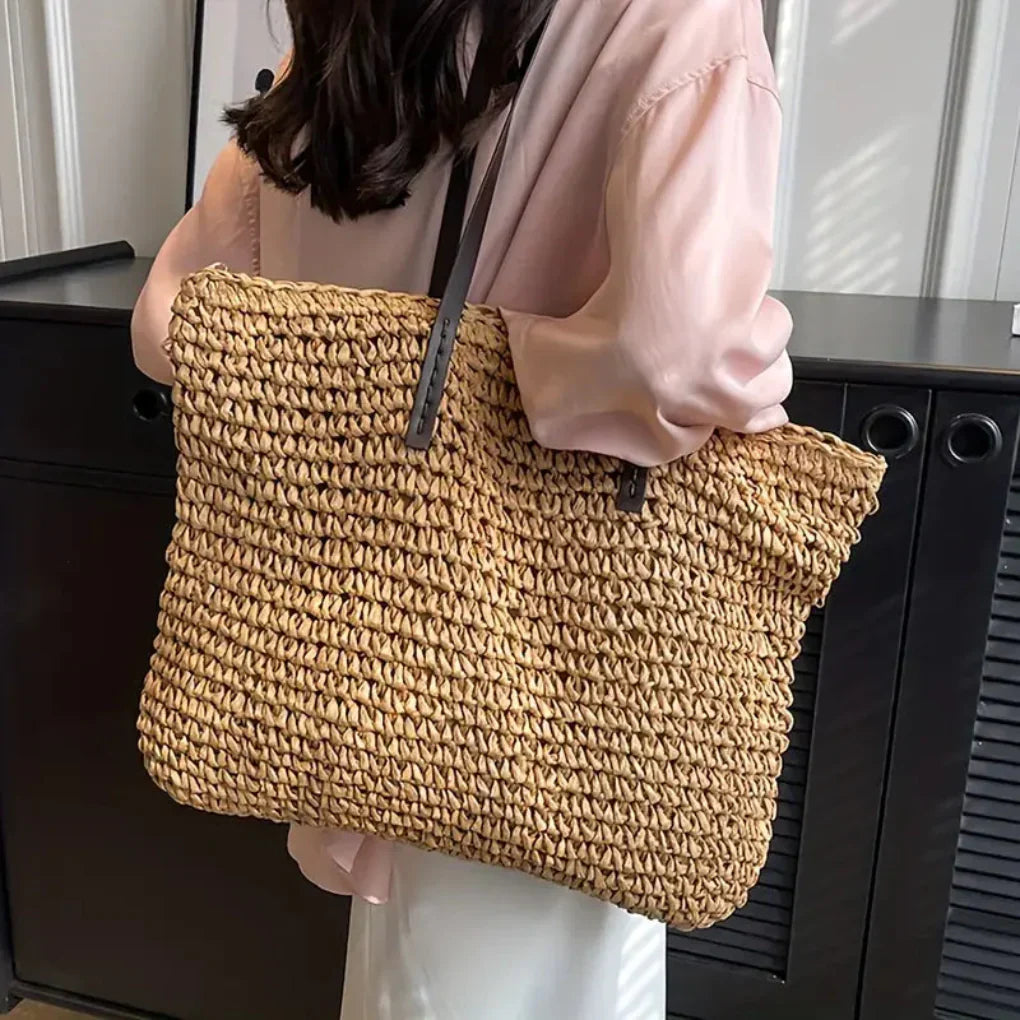 Women's Woven Tote Bag - Stylish Everyday Carry-All