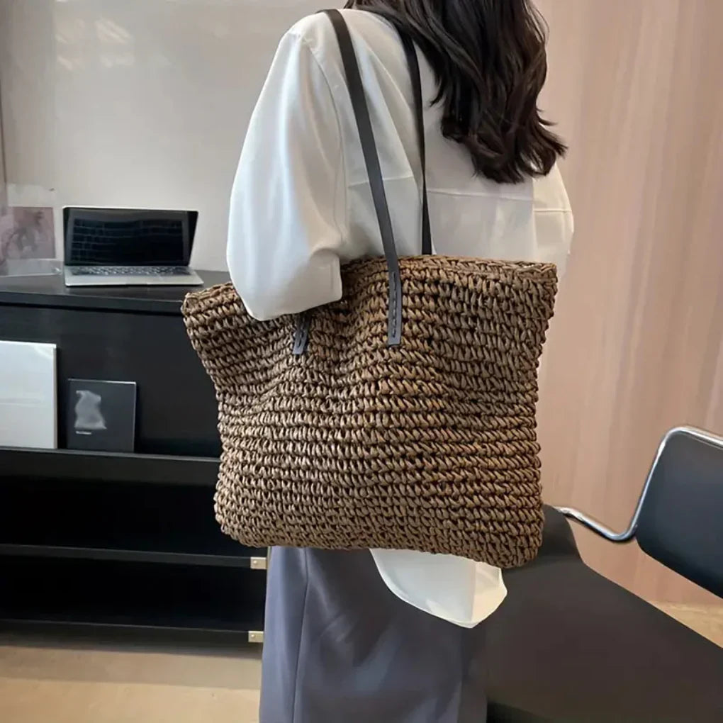 Women's Woven Tote Bag - Stylish Everyday Carry-All