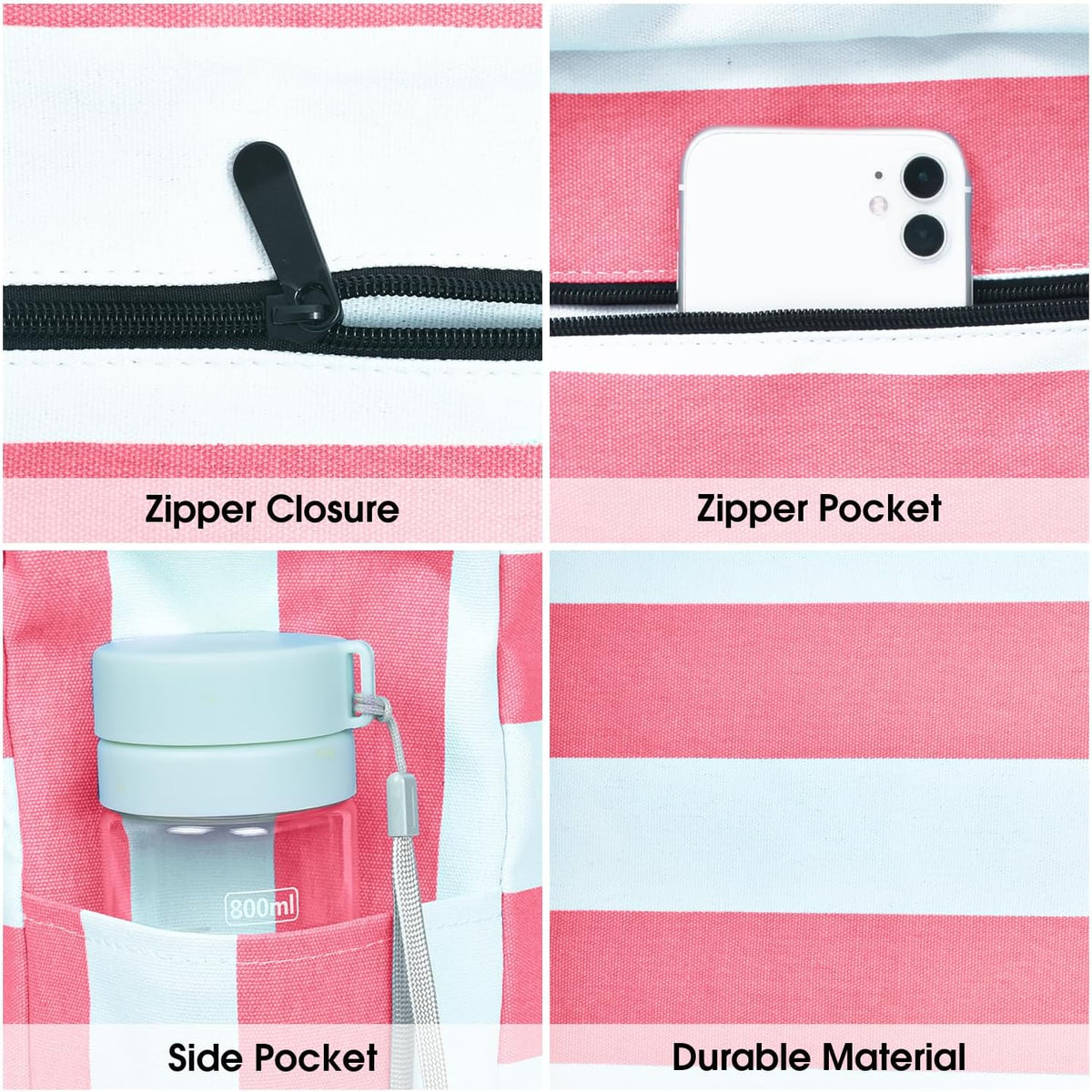 Waterproof Large Tote Bag - Multi-Pocket Everyday Carryall