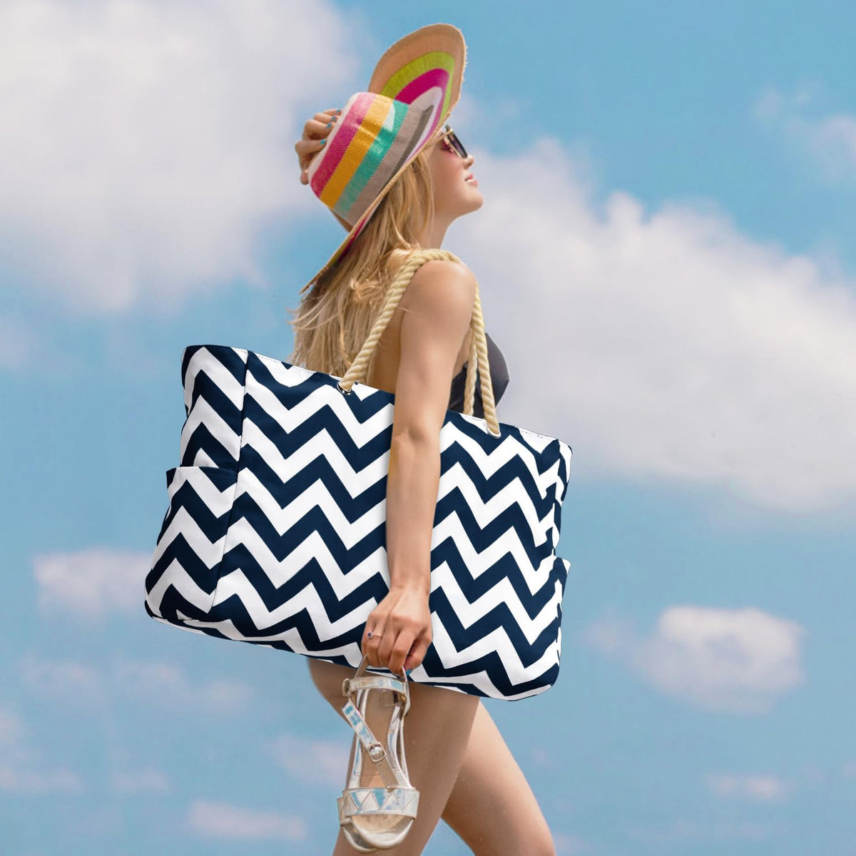 Waterproof Large Tote Bag - Multi-Pocket Everyday Carryall
