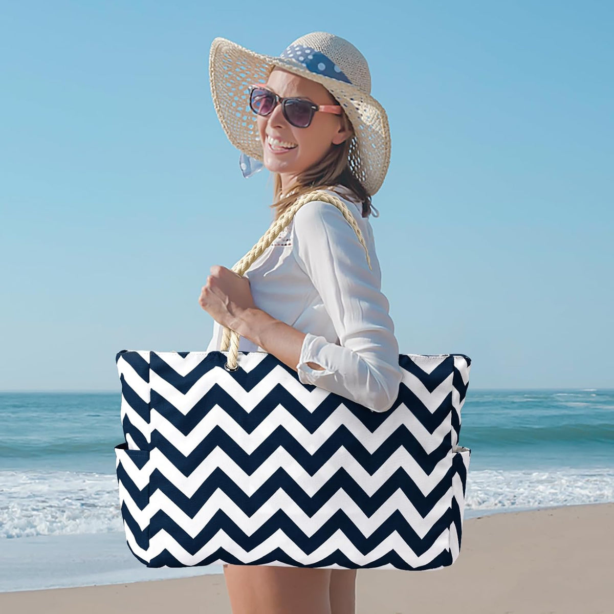 Waterproof Large Tote Bag - Multi-Pocket Everyday Carryall