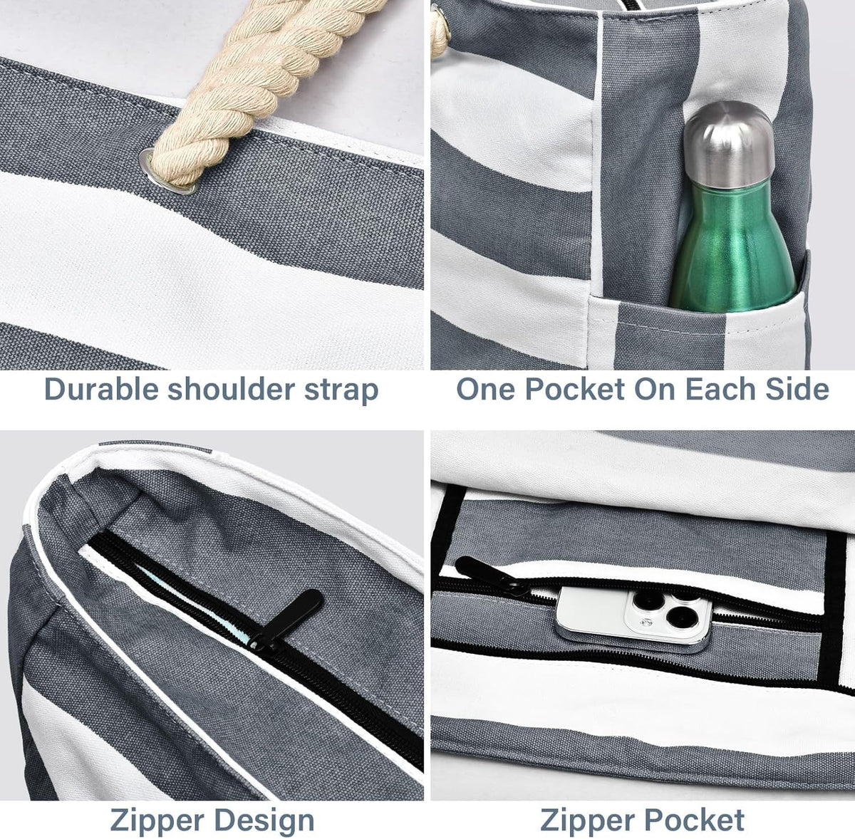 Waterproof Large Tote Bag - Multi-Pocket Everyday Carryall
