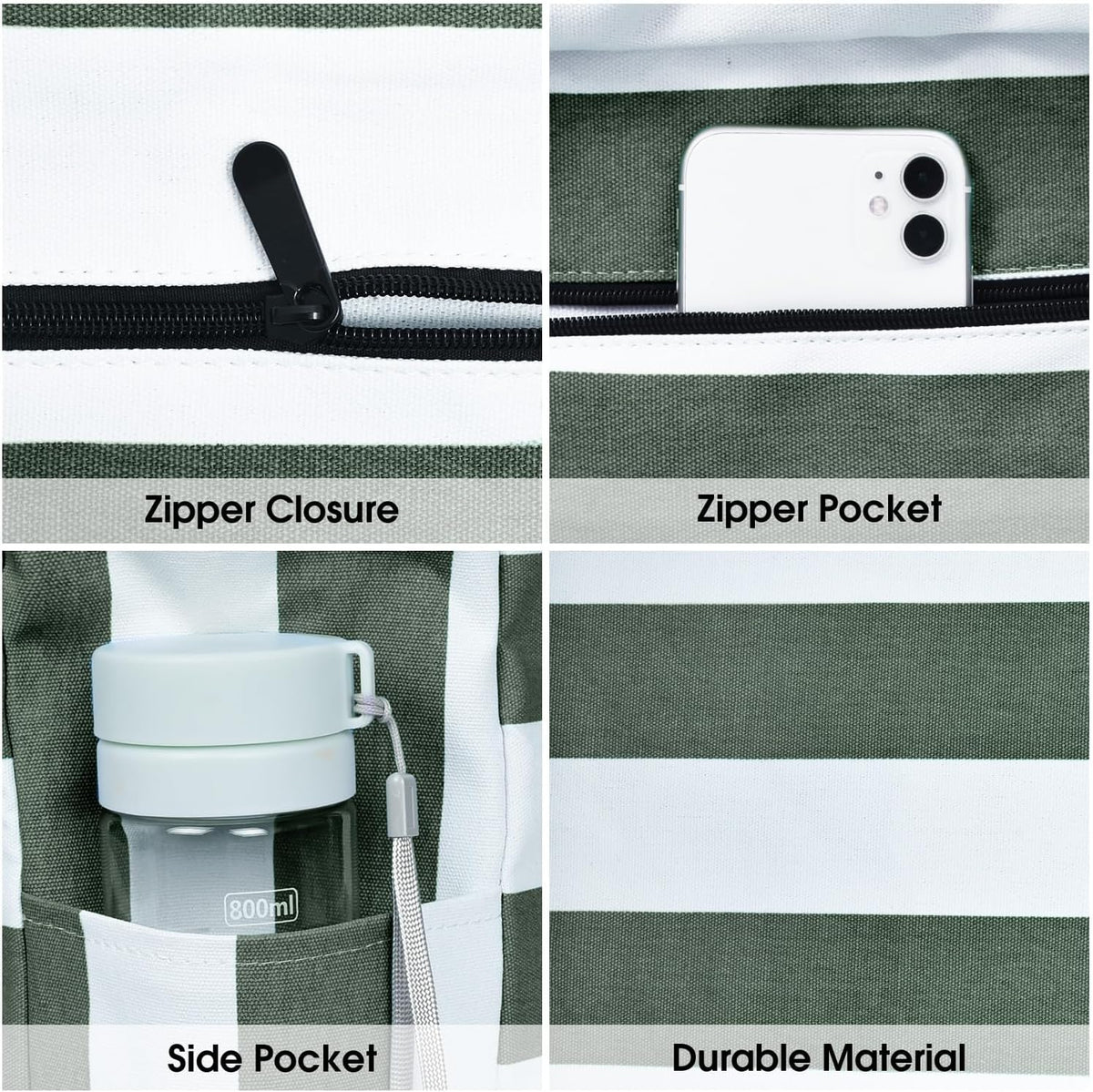 Waterproof Large Tote Bag - Multi-Pocket Everyday Carryall