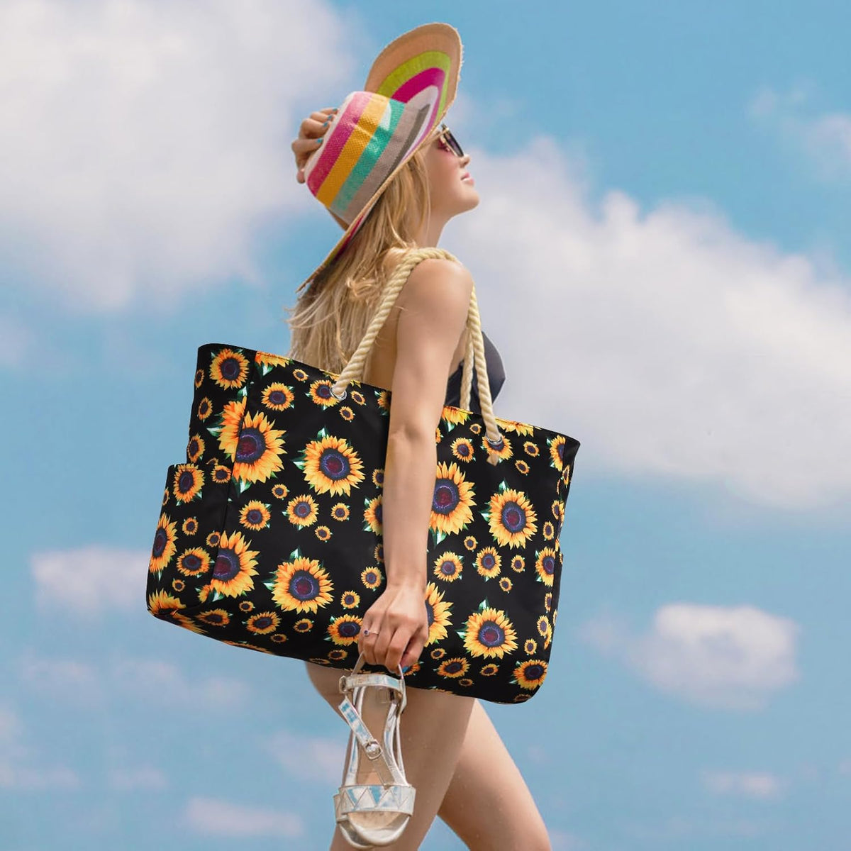 Waterproof Large Tote Bag - Multi-Pocket Everyday Carryall
