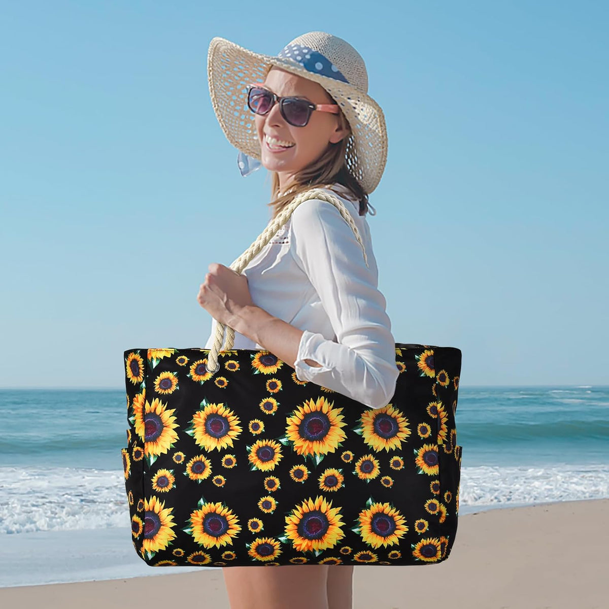 Waterproof Large Tote Bag - Multi-Pocket Everyday Carryall