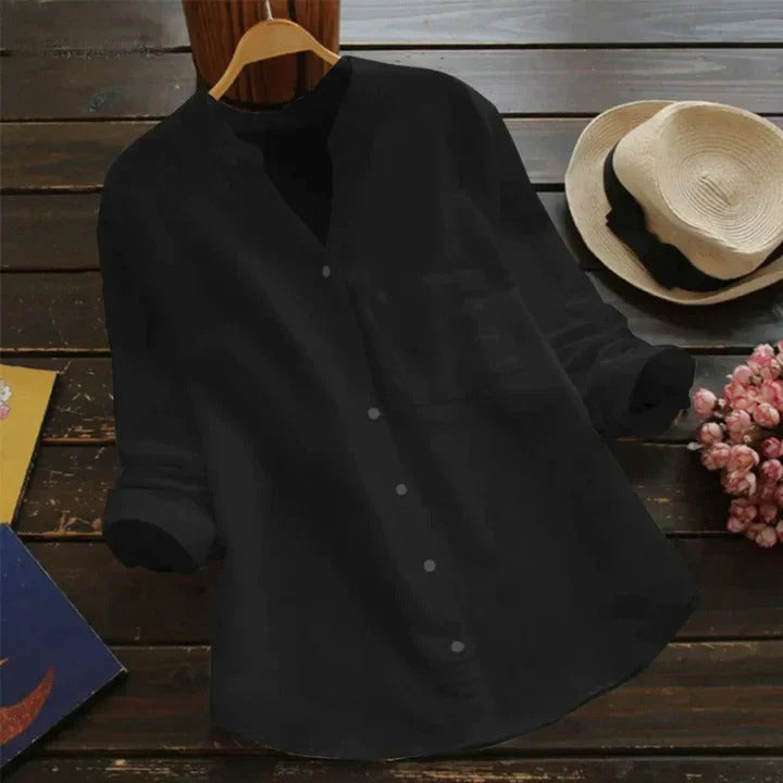 Women's Linen-Cotton Shirt - Breathable Relaxed-Fit Top