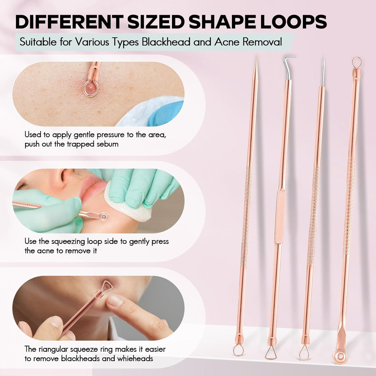 Blackhead & Pimple Extractor Kit - Stainless Steel Skincare Tools
