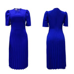 Elegant Pleated Plus-Size Dress - Classic Peplum Silhouette