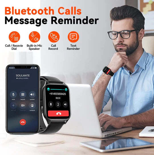Blood Glucose Wellness Smartwatch - Non-Invasive Health Tracker
