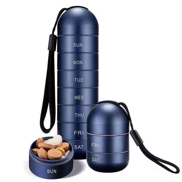 7-Day Aluminum Pill Organizer - Portable Travel Pill Box